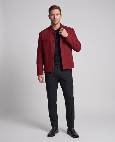 Herren Kurze Boxy-Jacke mit Stehkragen und minimalistischen Brustpaspeln Nord Taschen