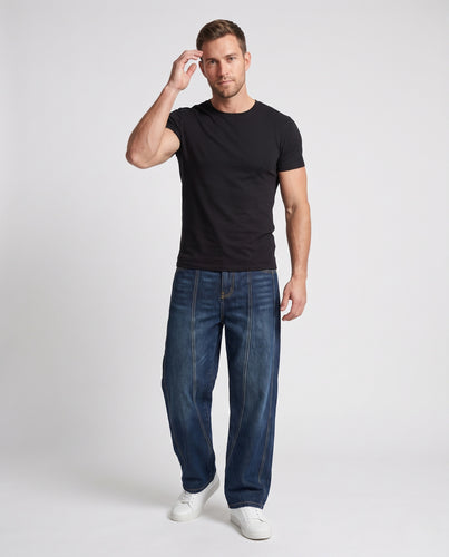 Herren Extraweite Denim-Palazzo-Jeans mit tiefem Schritt und kontrastierenden Nahtpaneelen Nord Taschen