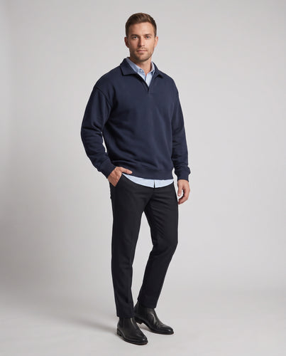 Herren Kapuzenpullover mit Doppelkragen und halber Knopfleiste Nord Taschen