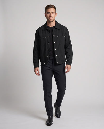 Herren Kastige Oversize-Blousonjacke mit Druckknopf-Leiste und Hemdkragen Nord Taschen