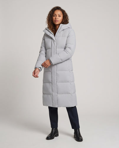 Damen knielanger Steppmantel mit Kapuze und Daunenfüllung Nord Taschen