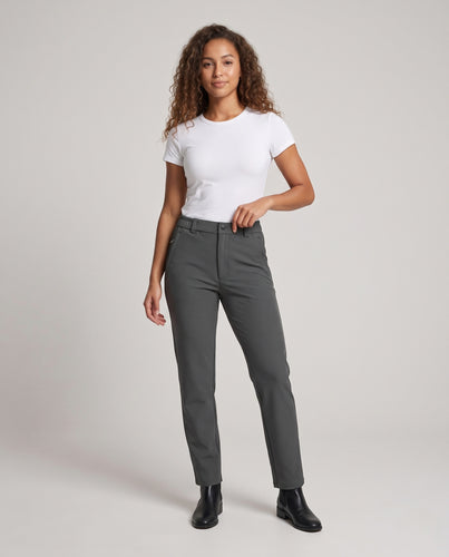 Damen Konisch zulaufende Tech-Hose mit hohem Bund, Frontnaht und Reißverschlusstaschen Nord Taschen