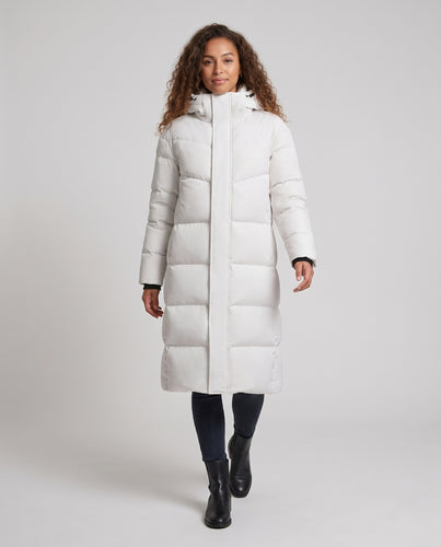 Damen Langer Steppmantel mit Daunenfüllung, Kapuze und winddichter Isolierung Nord Taschen