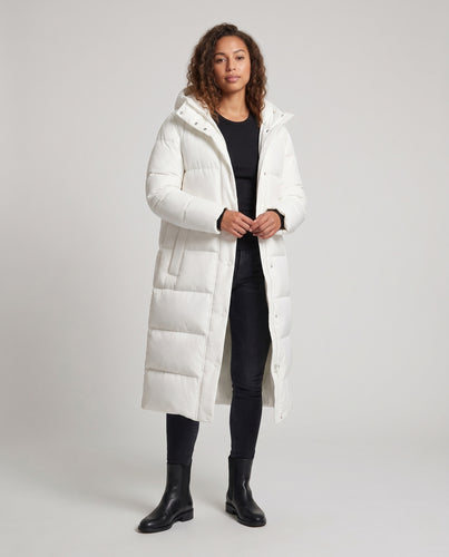 Damen langer Steppmantel mit Kapuze und wärmender Daunenfüllung Nord Taschen