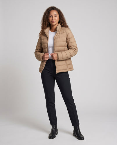 Damen leichte gesteppte Steppjacke mit Stehkragen und Reißverschluss Nord Taschen