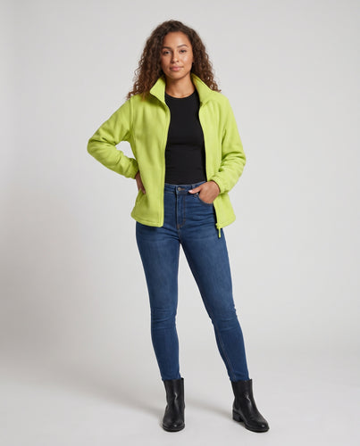 Damen Leichte Microfleece-Outdoorjacke mit Stehkragen, elastischen Ärmelbündchen & verdeckten Eingrifftaschen Nord Taschen