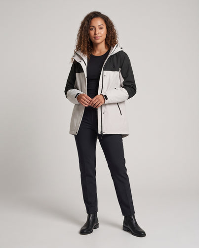 Damen Wasser- und winddichte zweifarbige Outdoor-Jacke mit verstellbarer Kapuze Nord Taschen