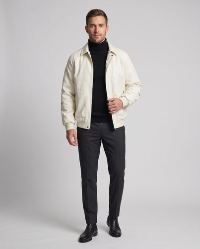 Herren Kunstleder-Shortjacke mit Teddy-Innenfutter, wärmender Isolierung und Reißverschlusstaschen Nord Taschen