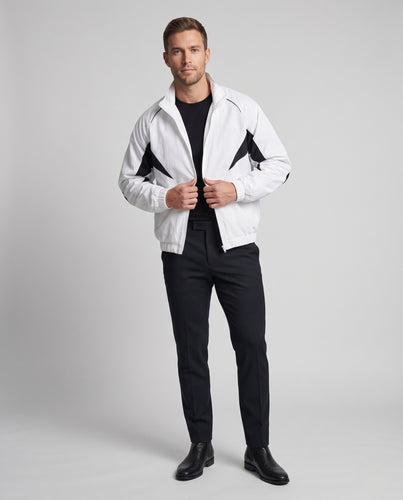 Herren Leichte sportliche Kapuzen-Windjacke mit kontrastierenden Einsätzen und Reißverschluss Nord Taschen