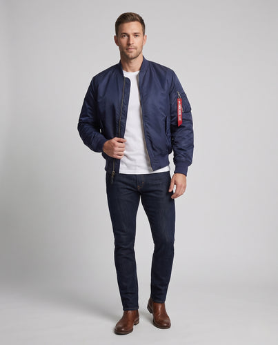 Herren Bomberjacke im MA-1-Stil mit Ärmel-Utility-Tasche und elastischem Bund Nord Taschen