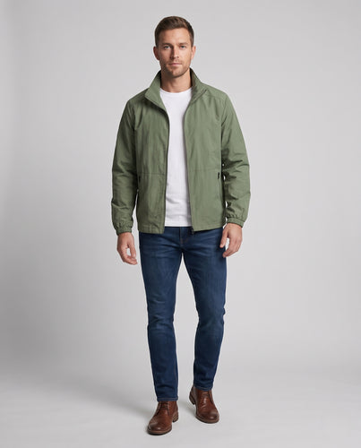 Herren leichte wasserabweisende Übergangsjacke mit Stehkragen und Reißverschlusstaschen Nord Taschen
