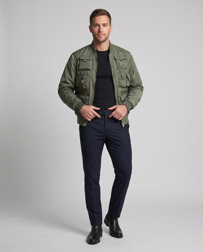Herren Multifunktionale Utility-Bomberjacke mit Organizer‑Taschen und robustem Reißverschluss Nord Taschen