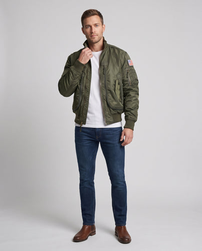 Herren Pilot-Bomberjacke mit Nylon-Shell, Mehrfach-Taschen und hochschließendem Kragen Nord Taschen