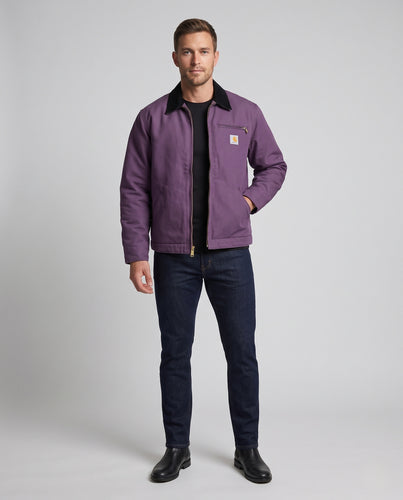 Herren Robuste Canvas-Arbeitsjacke mit Cordkragen und durchgehendem Reißverschluss Nord Taschen