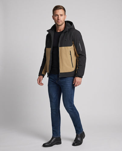 Herren Softshelljacke mit Kapuze und wattierter Thermofütterung Nord Taschen