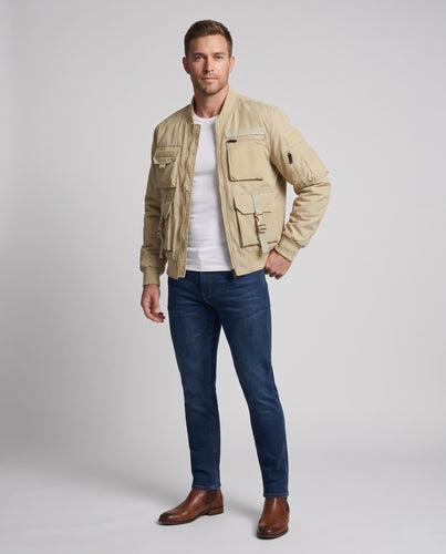 Herren taktische Field-Bomberjacke mit Multifach-Taschen und gestepptem Thermofutter Nord Taschen