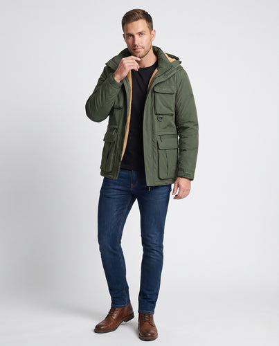 Herren Technischer Winterparka mit Teddyfleece‑Futter, Kapuze und Multifunktions‑Taschen Nord Taschen
