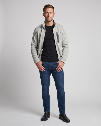 Herren Thermo‑Fleecejacke mit durchgehendem Reißverschluss hohem Kragen und wasserdichter Brusttasche Nord Taschen