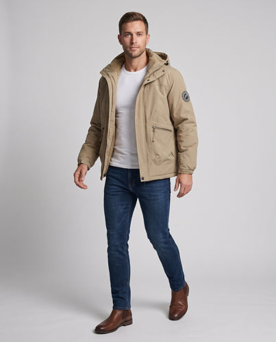 Herren Thermo-gefütterte Kapuzenjacke mit Fleece-Innen und winddichter Außenhülle Nord Taschen