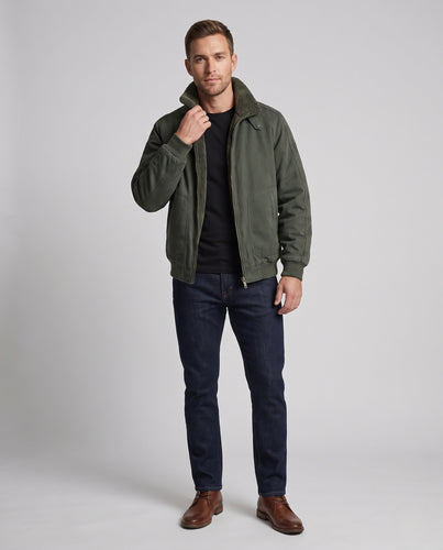 Herren Vintage-inspirierte Pilotenjacke mit Sherpa-Kragen und verstärkten Nähten Nord Taschen
