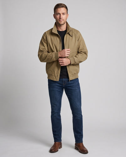 Herren Vintage Workwear Bomberjacke mit verstärkten Ärmelnähten und Zwei-Wege-Reißverschluss Nord Taschen
