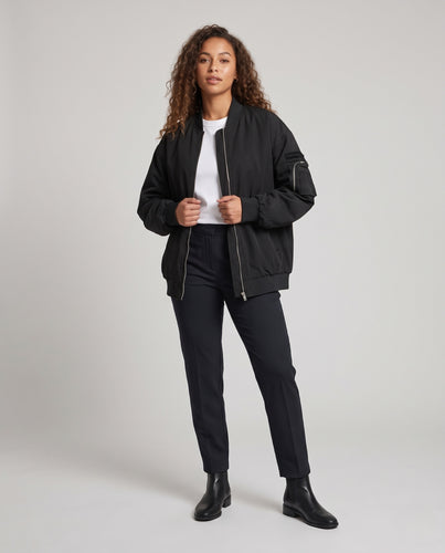 Damen Oversized Bomberjacke mit Reißverschluss und Ärmeltasche Nord Taschen