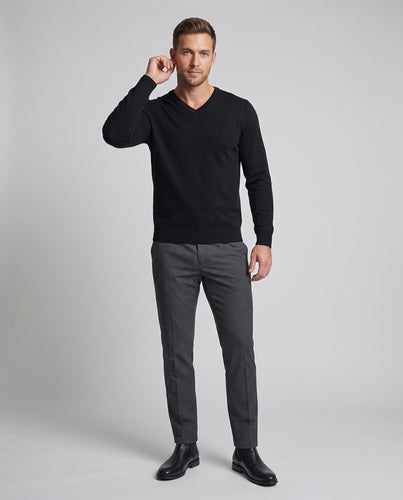 Herren Feinstrickpullover mit V-Ausschnitt und weichem Baumwoll‑Mix Nord Taschen