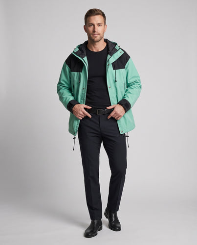 Herren Minimalistische Utility-Kapuzenjacke mit verstellbarem Kordelzug, Kontrastpaneelen und Multifunktionstaschen Nord Taschen