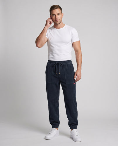 Herren Thermisch gefütterte Cord-Jogginghose mit Kordelzug und elastischen Bündchen Nord Taschen