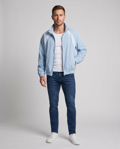 Herren leichte Zip-Jacke im sportiven Racer-Look mit Stehkragen Nord Taschen