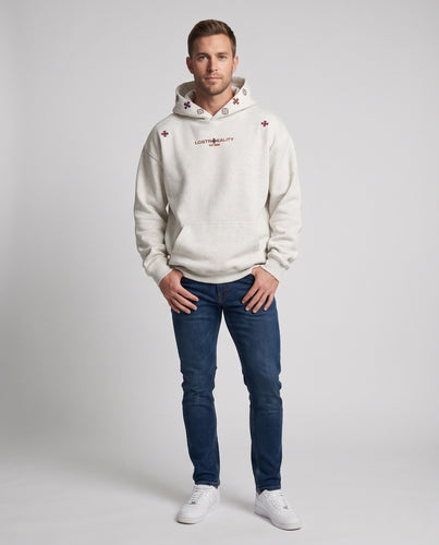 Herren Oversize-Kapuzenpullover aus schwerer Baumwollmischung mit gesticktem Logo Nord Taschen