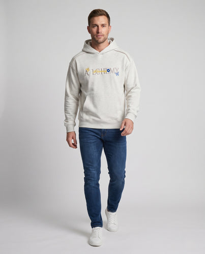 Herren Oversize-Kapuzenpullover mit floraler Stickerei und Kängurutasche Nord Taschen