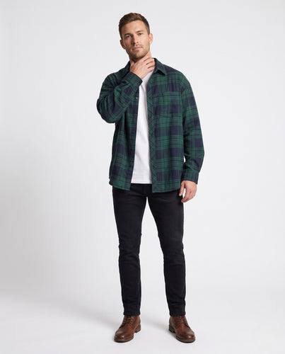 Herren Oversize-Karohemd aus weichem Flanell mit aufgesetzter Brusttasche Nord Taschen