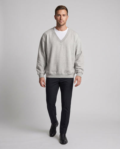 Herren Oversize V-Ausschnitt Sweatshirt im Lagenlook mit weitem Schnitt Nord Taschen