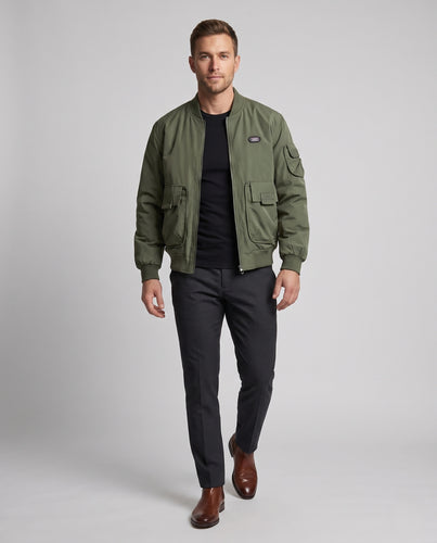 Herren Leichte Utility‑Fliegerjacke mit Mehreren Außentaschen und elastischen Bündchen Nord Taschen