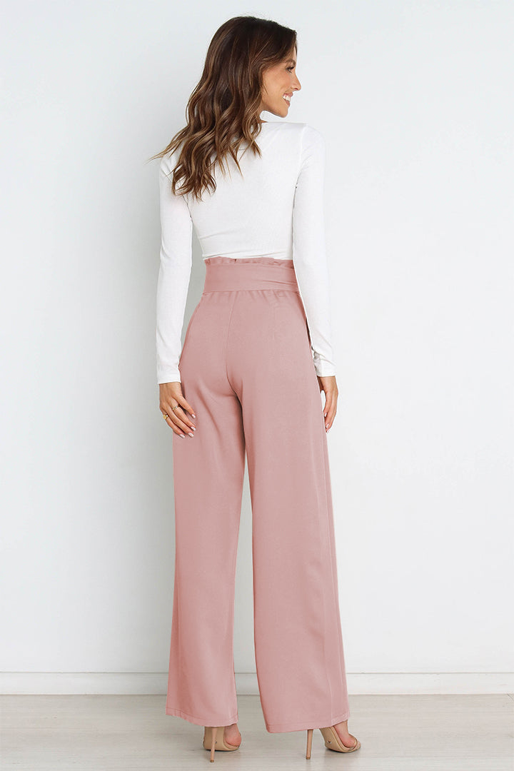 Hohe Taille Paperbag Hose mit Schleifendetail