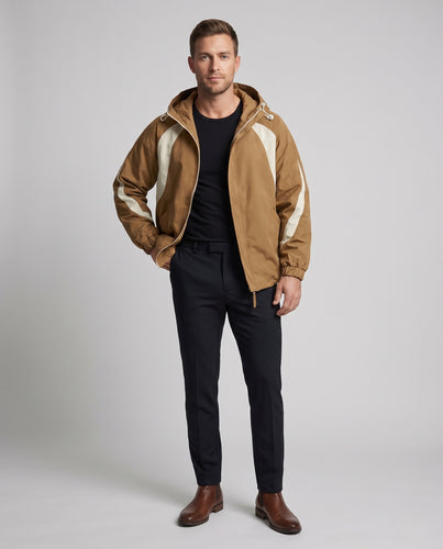 Herren Windabwehr-Performance Kapuzenjacke mit Kontrastpaneelen und verstellbarem Saum Nord Taschen