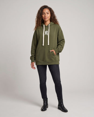 Damen Oversize Kapuzenpullover mit Kängurutasche und kontrastierenden Zugbändern Nord Taschen