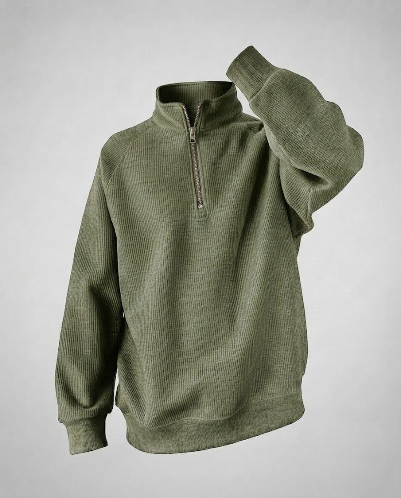 Herren Urbaner Stehkragenpullover mit Reißverschluss Nord Taschen