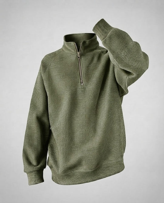 Herren Urbaner Stehkragenpullover mit Reißverschluss Nord Taschen
