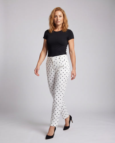 Damen gerade geschnittene Punktehose mit hoher Taille und Bügelfalte Nord Taschen