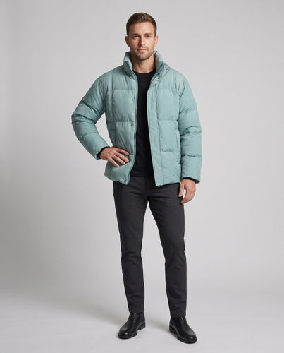 Herren Gesteppte Thermo-Daunenjacke mit Stehkragen und windabweisender Außenlage Nord Taschen