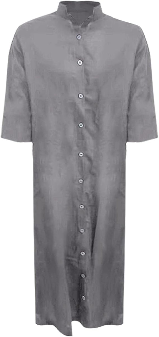 Lockeres Langes Kleid mit Langen Ärmeln und Seitentaschen Kleid