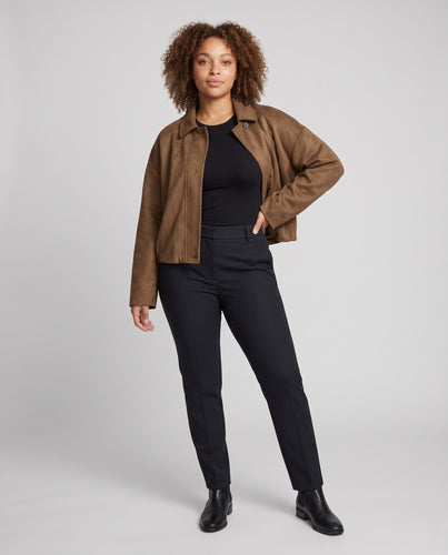 Damen Kurz geschnittene Cape-Jacke aus Veloursoptik mit überschnittenen Ärmeln Nord Taschen
