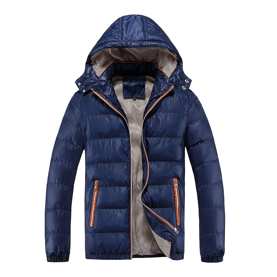 Herren Gefütterte Stepp-Expeditionsjacke mit Kunstfellkapuze und Frontmix-Taschen Nord Taschen