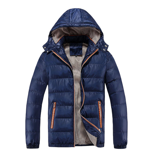 Herren Gefütterte Stepp-Expeditionsjacke mit Kunstfellkapuze und Frontmix-Taschen Nord Taschen