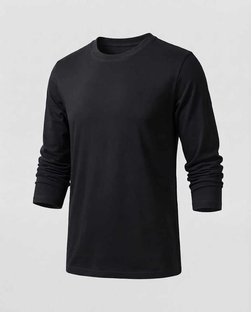 Herren Feines Langarm-Basicsweatshirt mit Rundhalsausschnitt & leichter Jerseystruktur Nord Taschen