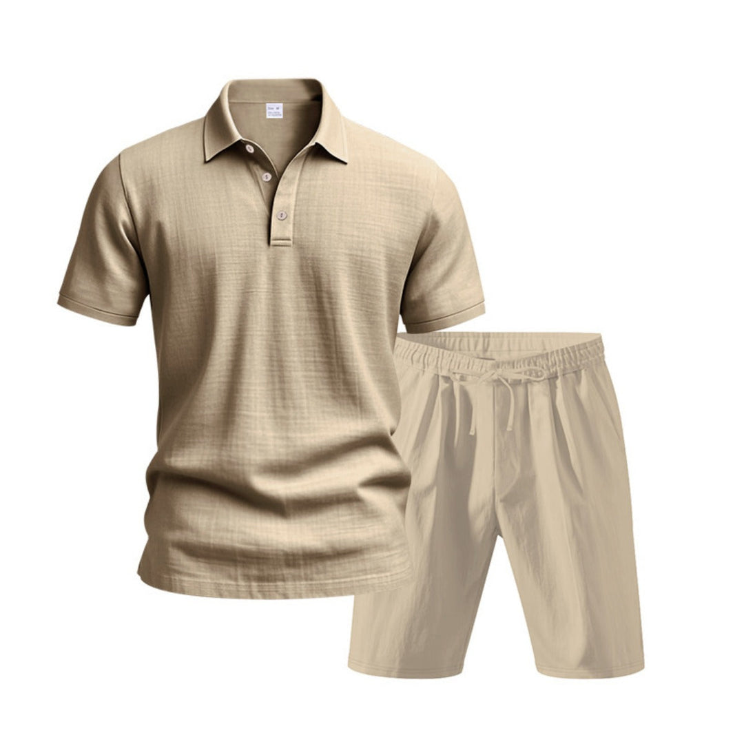 Kurzärmliges Poloshirt und Shorts Strandanzug