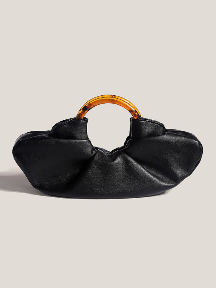 Nord Taschen | Geraffte vegane Kalbsleder-Clutch mit Ringgriff