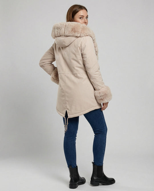 Elegante Damen Kunstpelzjacke